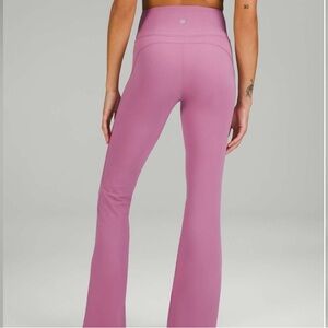 Lululemon Groove Super-High-Rise Flared Pant Nulu size 6 29” inseam Hemmed Pink